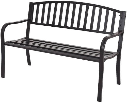 Black metal bench