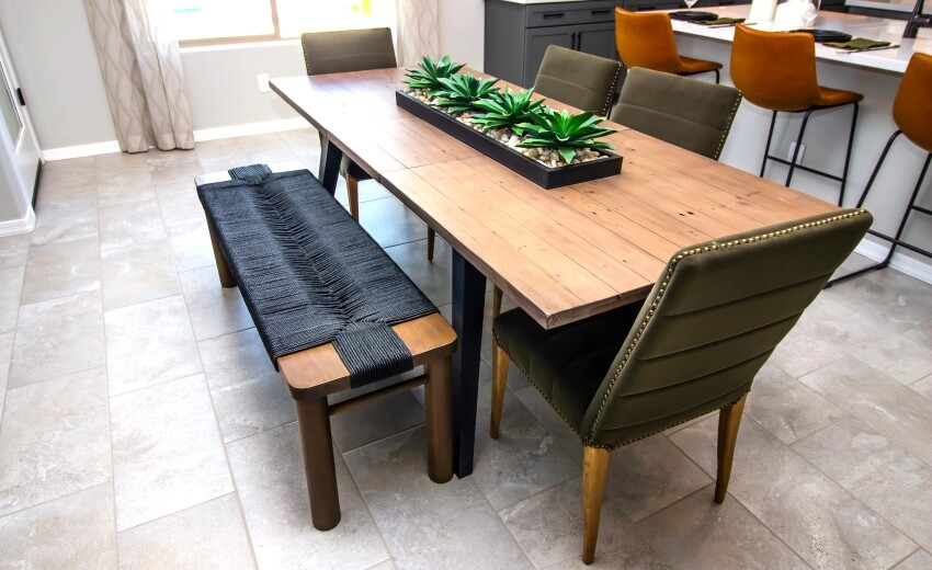 Dining area with covered bench
