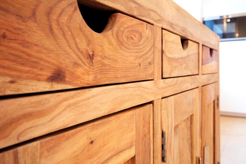 Knotty alder drawer in bedroom